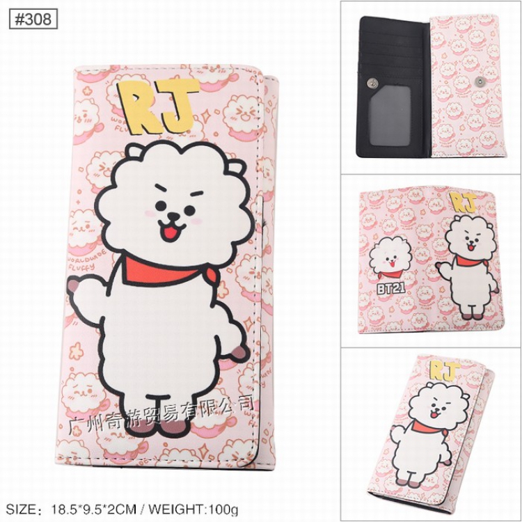 BTS BT21 Full color snap-on leather long wallet Purse Style C