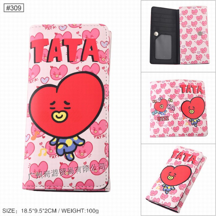 BTS BT21 Full color snap-on leather long wallet Purse Style F