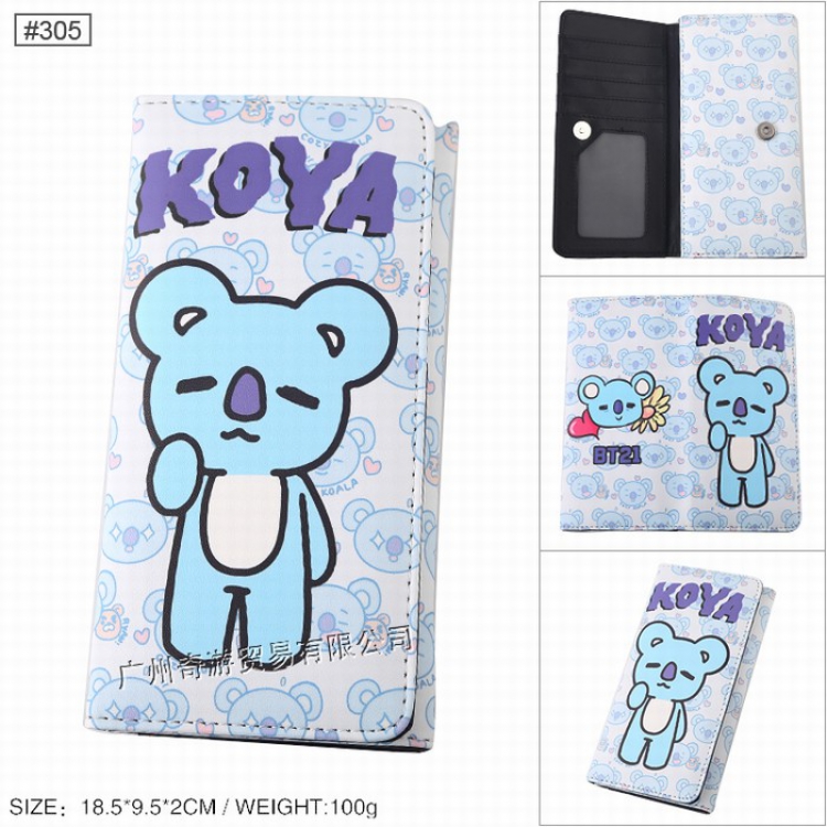 BTS BT21 Full color snap-on leather long wallet Purse Style G
