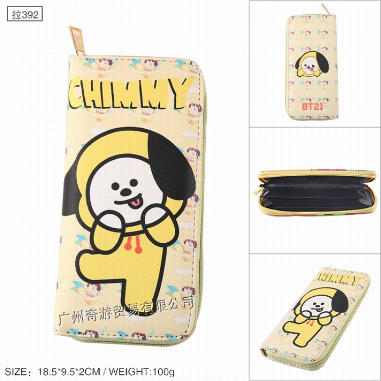 BTS BT21 PU leather color zipper long Wallet Purse Style K