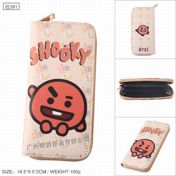 BTS BT21 PU leather color zipper long Wallet Purse Style A