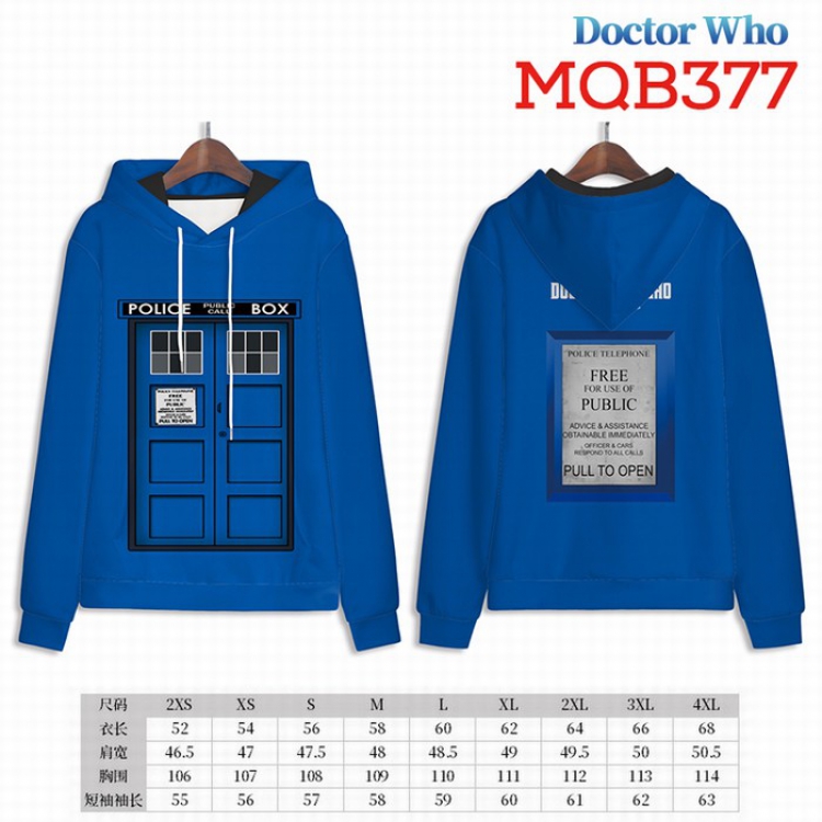 Doctor Who Full Color Long sleeve Patch pocket Sweatshirt Hoodie 9 sizes from XXS to XXXXL MQB377