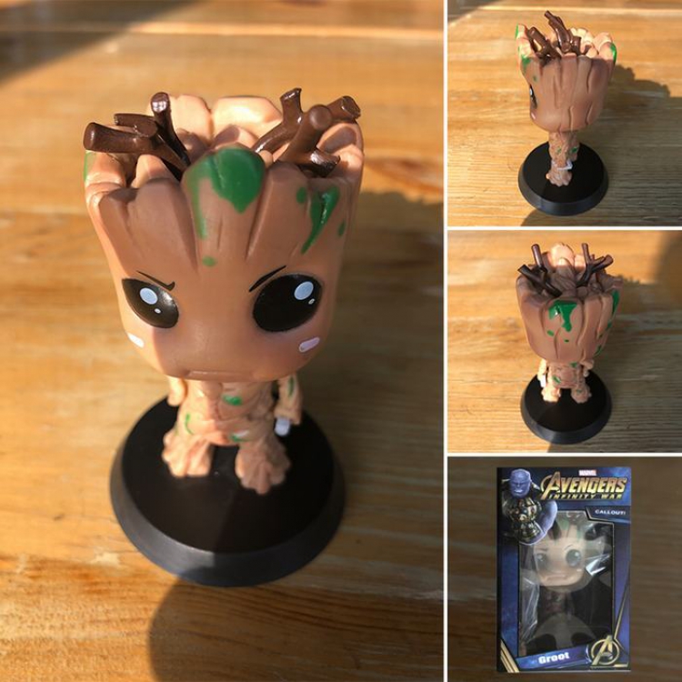 Genuine The Avengers Groot Shaking head doll Boxed Figure Decoration 10CM a box of 40
