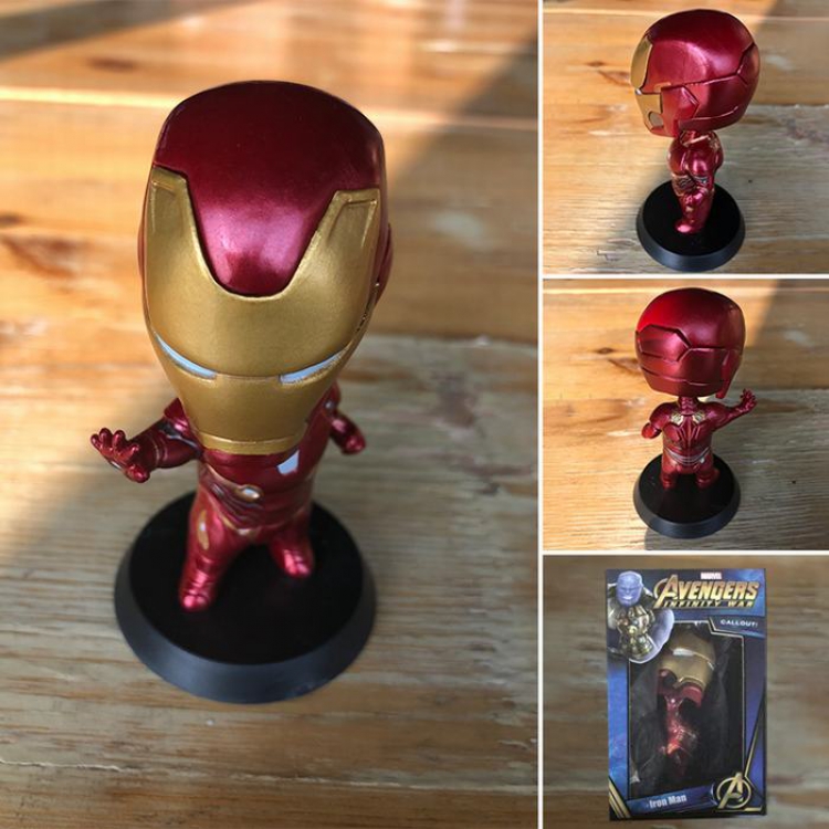 Genuine The Avengers Iron Man Shaking head doll Boxed Figure Decoration 10CM a box of 40