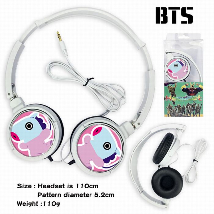 BTS BT21 Headset Head-mounted Earphone Headphone 110G Style D