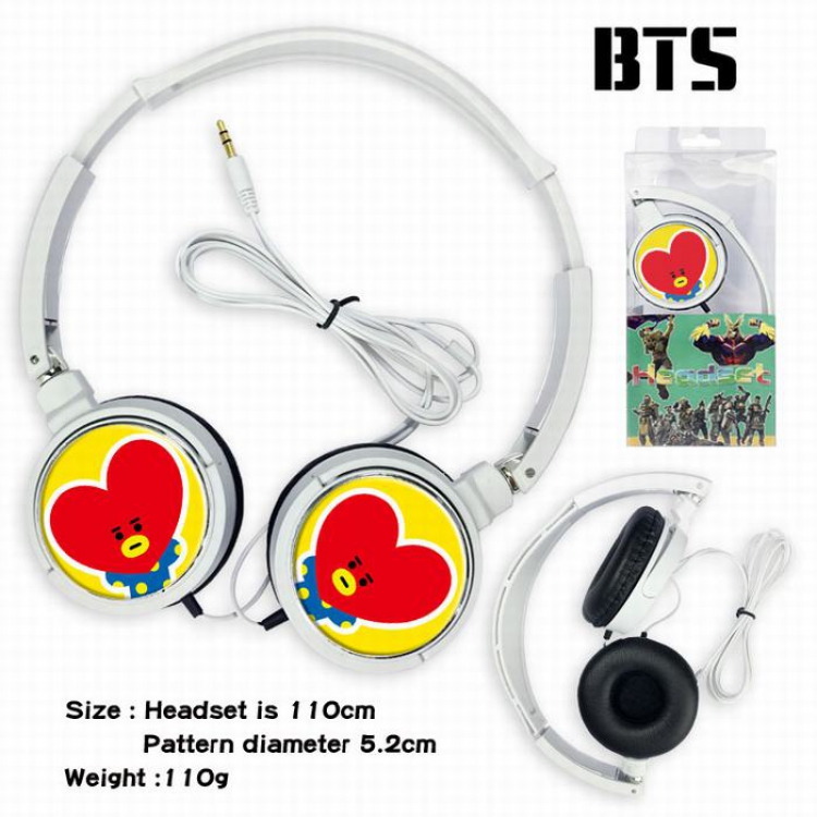 BTS BT21 Headset Head-mounted Earphone Headphone 110G Style F