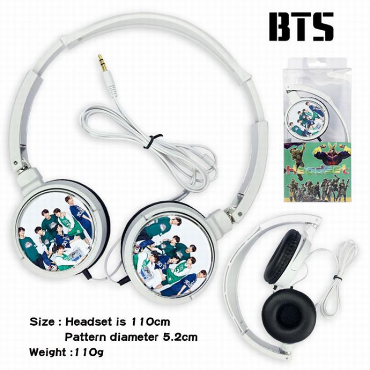 BTS Headset Head-mounted Earphone Headphone 110G Style E
