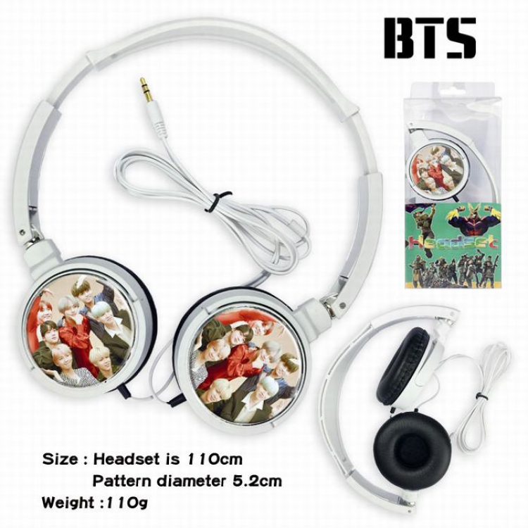 BTS Headset Head-mounted Earphone Headphone 110G Style D