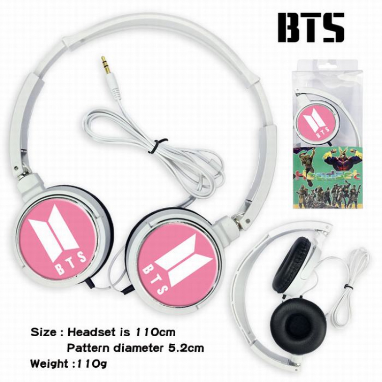 BTS Headset Head-mounted Earphone Headphone 110G Style F