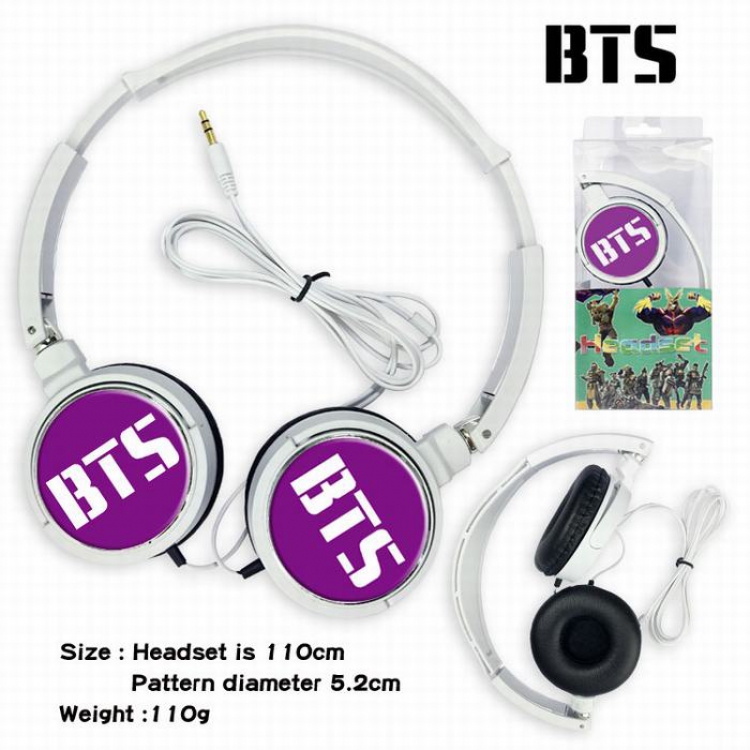 BTS Headset Head-mounted Earphone Headphone 110G Style G