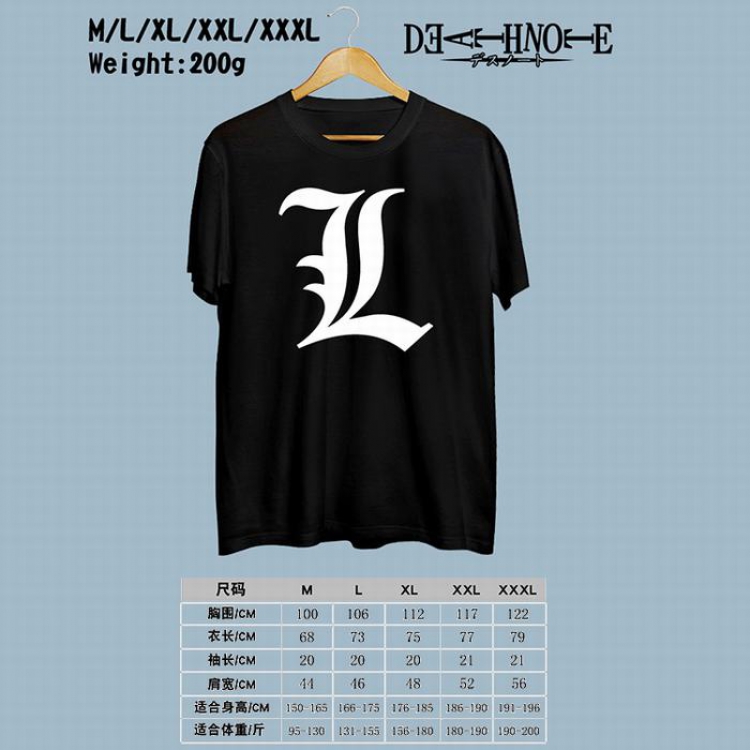 Death note Printed round neck short-sleeved T-shirt M-L-XL-XXL-XXXL Style 1
