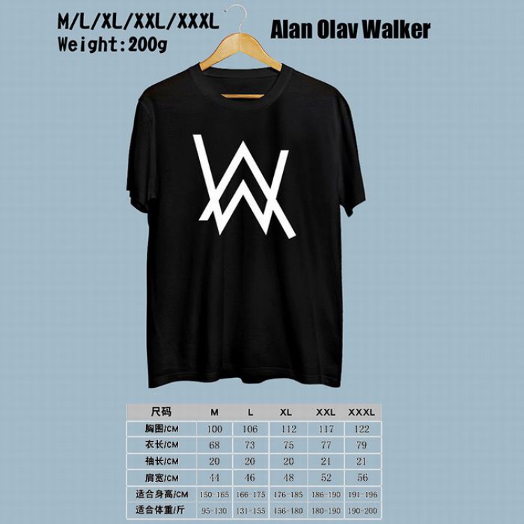 Alan Olav Walker Printed round neck short-sleeved T-shirt M-L-XL-XXL-XXXL 