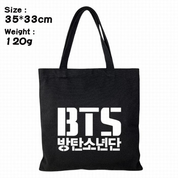 BTS Canvas shopping bag shoulder bag Tote bag 35X33CM 120G Style J