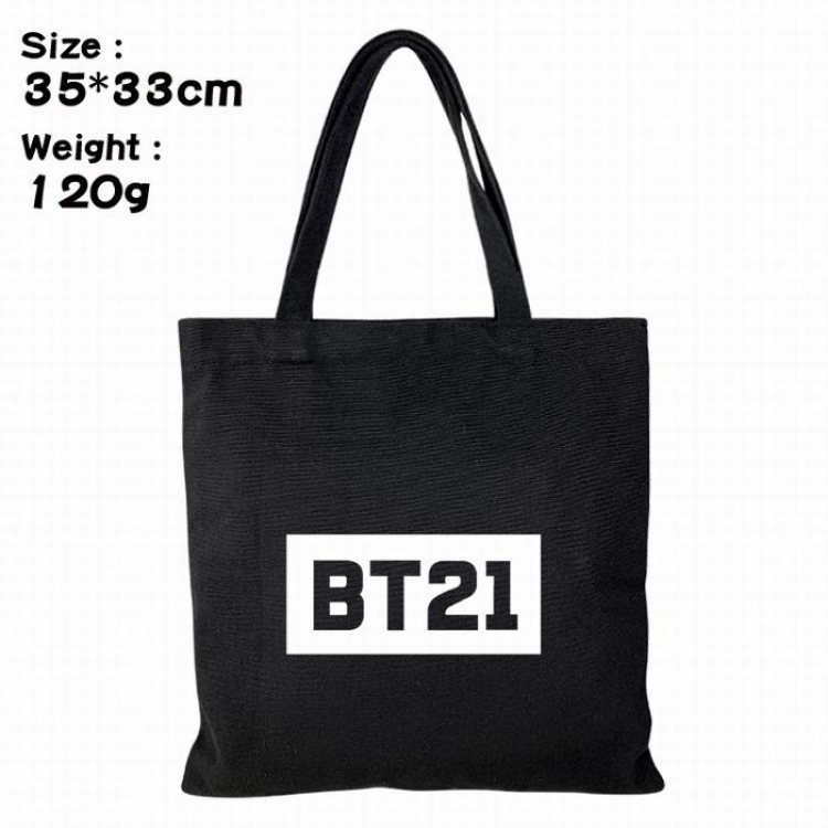 BTS BT21 Canvas shopping bag shoulder bag Tote bag 35X33CM 120G Style J