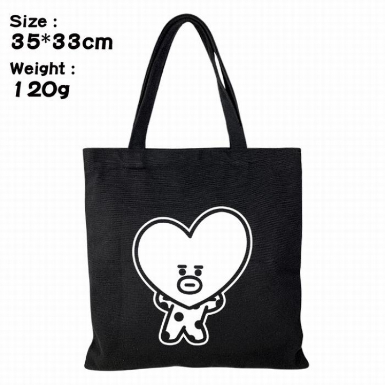 BTS BT21 Canvas shopping bag shoulder bag Tote bag 35X33CM 120G Style C