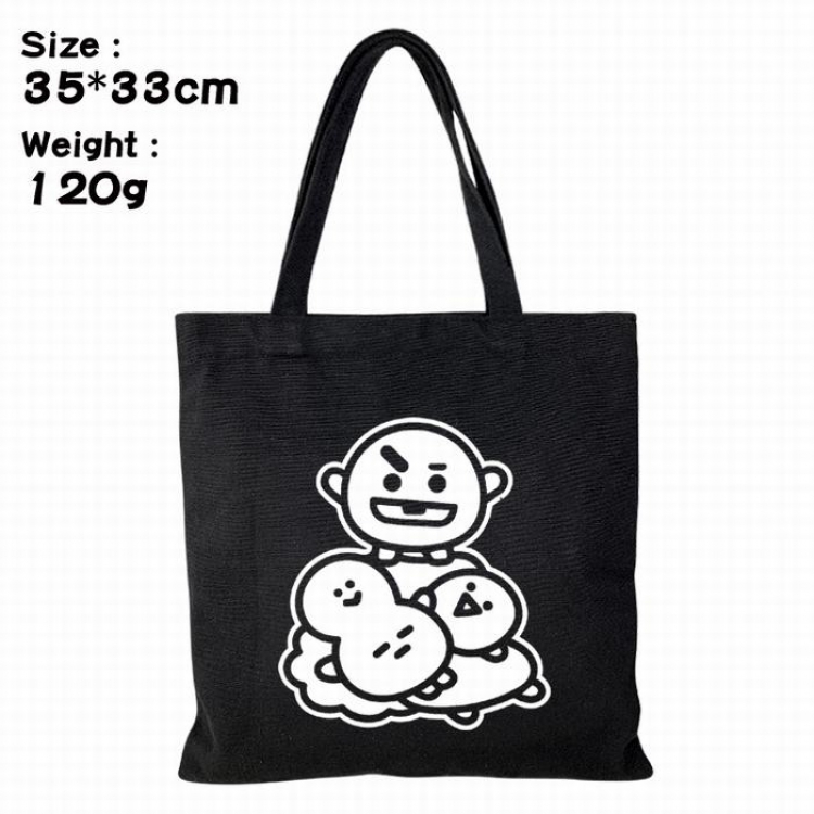 BTS BT21 Canvas shopping bag shoulder bag Tote bag 35X33CM 120G Style A