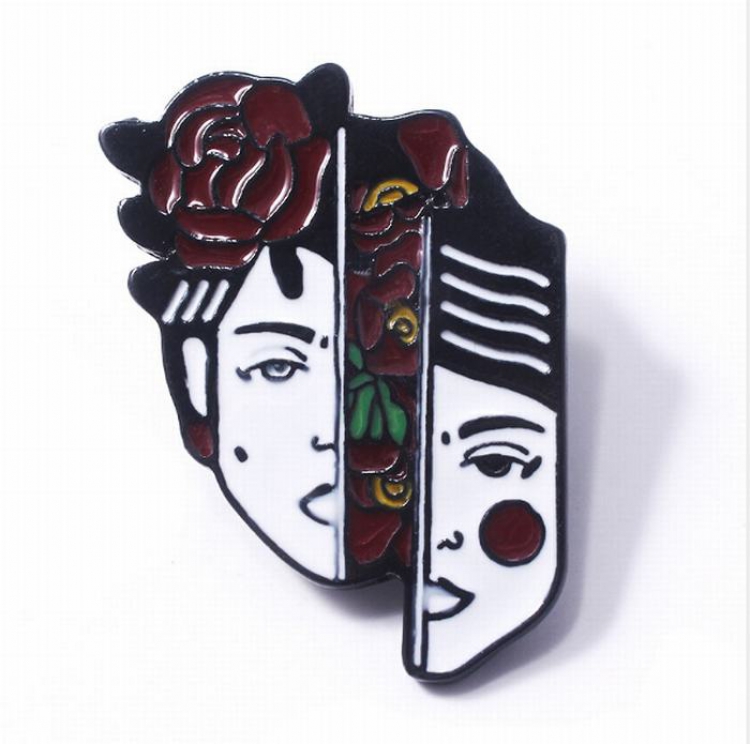 Painted face Brooch badge price for 5 pcs 4X2.8CM 10.4G