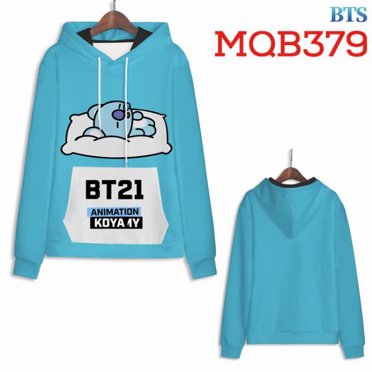 BTS BT21 Full Color Long sleeve Patch pocket Sweatshirt Hoodie 9 sizes from XXS to XXXXL MQB379