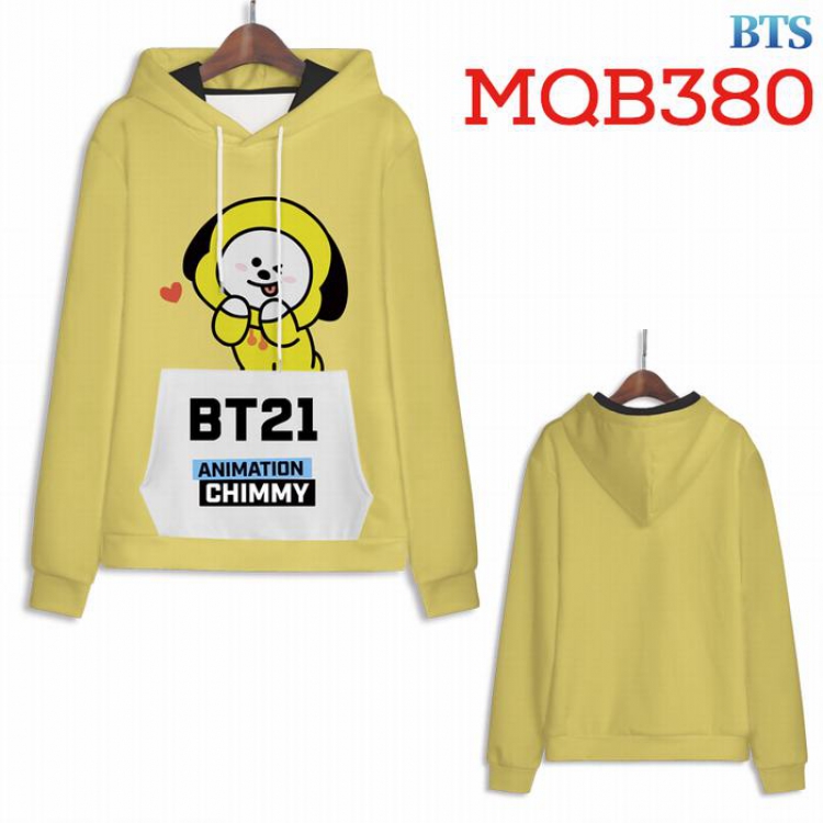 BTS BT21 Full Color Long sleeve Patch pocket Sweatshirt Hoodie 9 sizes from XXS to XXXXL MQB380