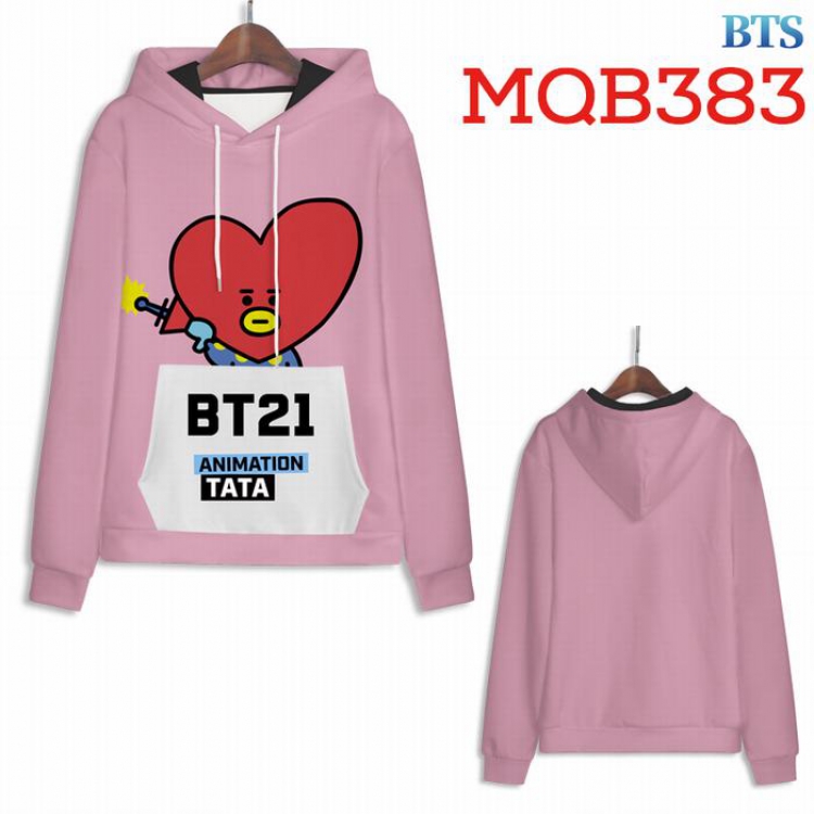 BTS BT21 Full Color Long sleeve Patch pocket Sweatshirt Hoodie 9 sizes from XXS to XXXXL MQB383