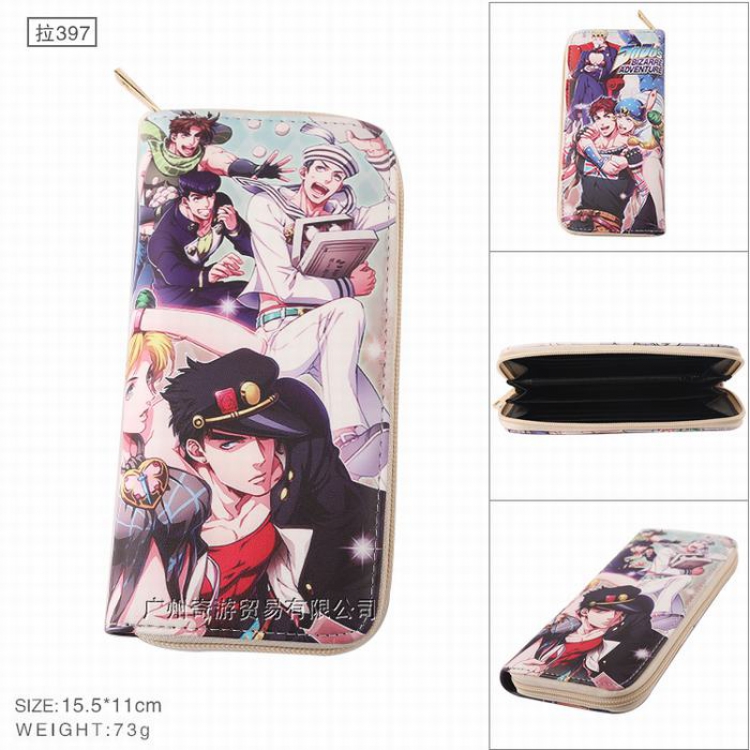 JoJos Bizarre Adventure PU leather color zipper long Wallet Purse Style C