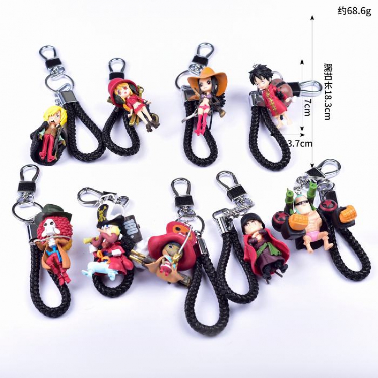 One Piece a set of 9 Character cartoon anime keychain pendant