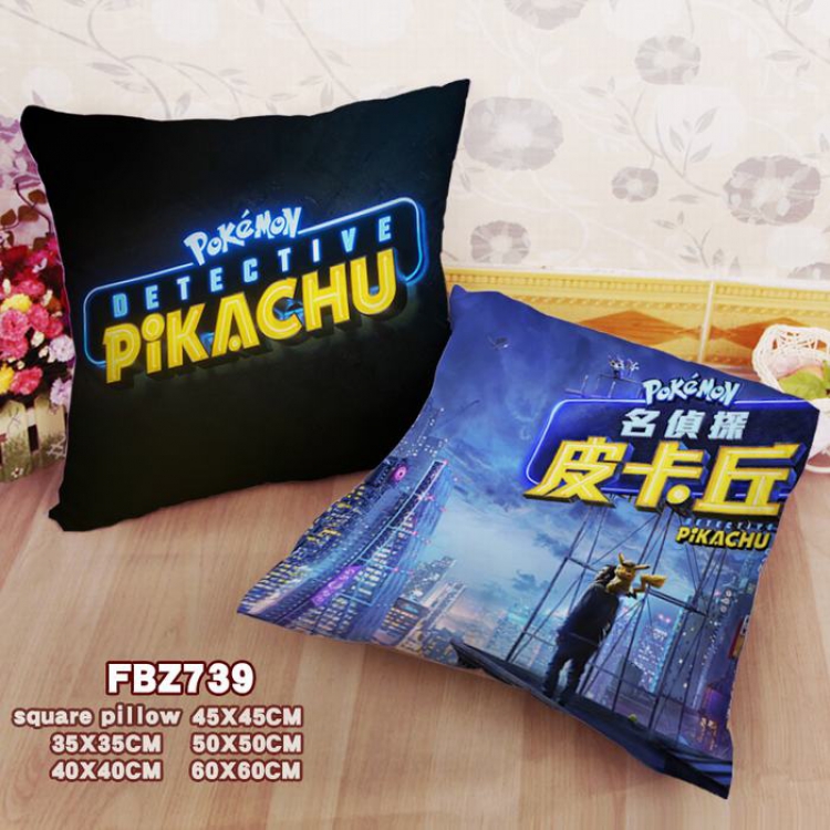 Detective Pikachu Square universal double-sided full color pillow cushion 45X45CM FBZ739