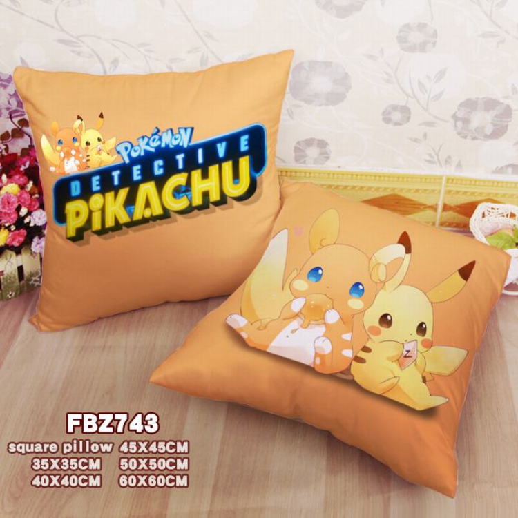 Detective Pikachu Square universal double-sided full color pillow cushion 45X45CM FBZ743