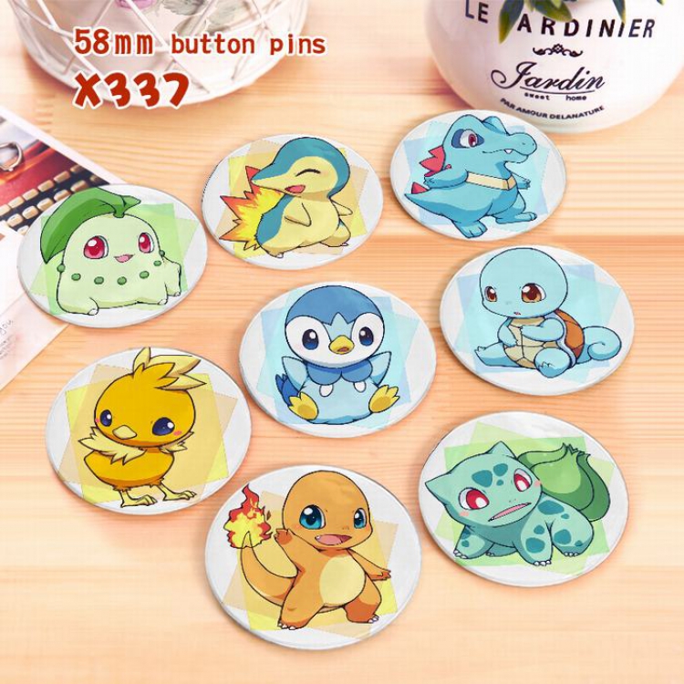 Pokemon a set of 8 models Tinplate coated badge 6CM X337