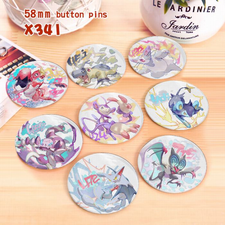 Pokemon a set of 8 models Tinplate coated badge 6CM X341