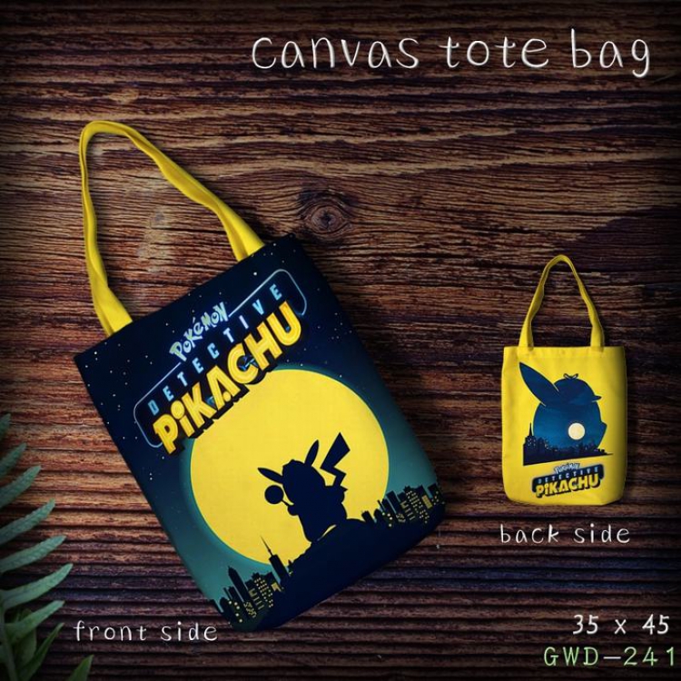  Pikachu One-shoulder canvas shopping bag 35X45CM GWD241