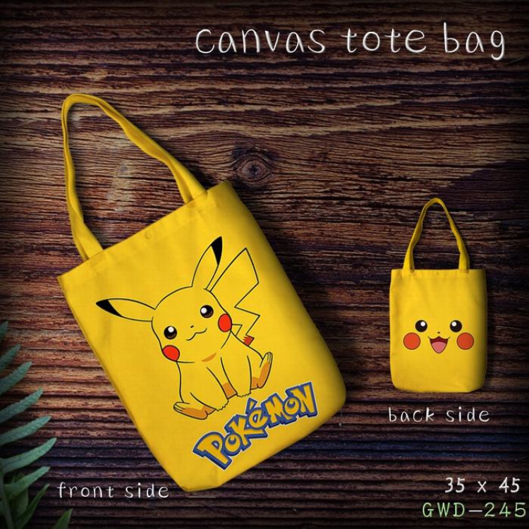 Pokemon Pikachu One-shoulder canvas shopping bag 35X45CM GWD245