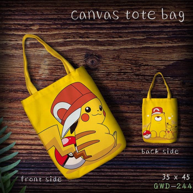 Pokemon Pikachu One-shoulder canvas shopping bag 35X45CM GWD244
