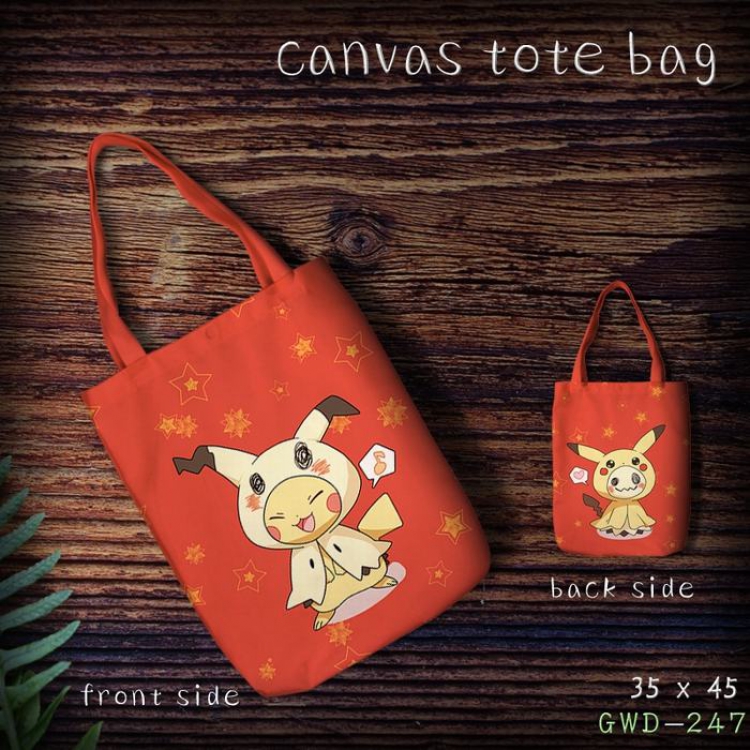 Pokemon Pikachu One-shoulder canvas shopping bag 35X45CM GWD247