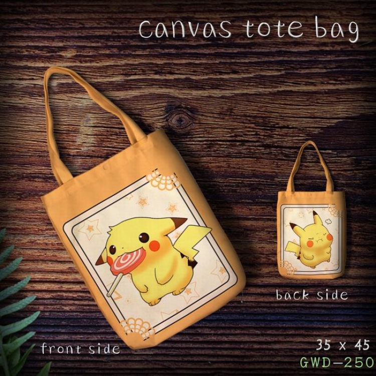 Pokemon Pikachu One-shoulder canvas shopping bag 35X45CM GWD250