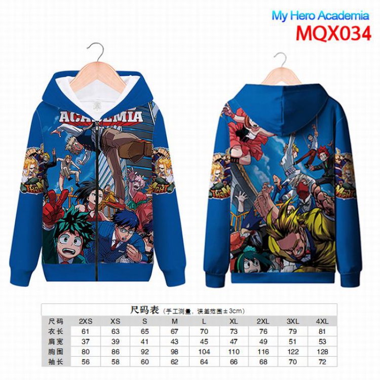 My Hero Academia Full color zipper hooded Patch pocket Coat Hoodie 9 sizes from XXS to 4XL MQX034
