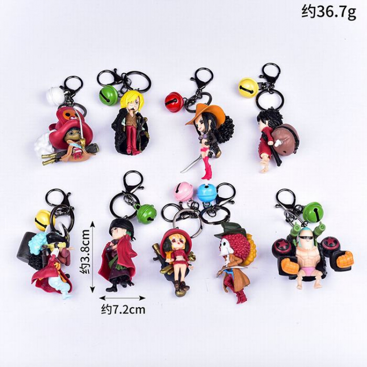 One Piece a set of 9 With bell Doll Keychain pendant