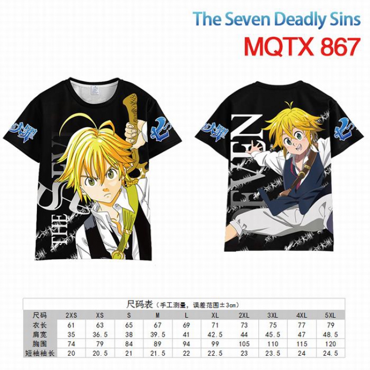 The Seven Deadly Sins Full color printed short sleeve t-shirt 10 sizes from XXS to 5XL MQTX-867