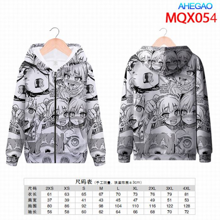 AHEGAO Full color zipper hooded Patch pocket Coat Hoodie 9 sizes from XXS to 4XL MQX054