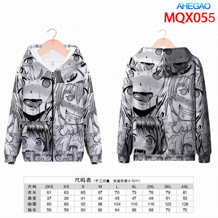 AHEGAO Full color zipper hooded Patch pocket Coat Hoodie 9 sizes from XXS to 4XL MQX055