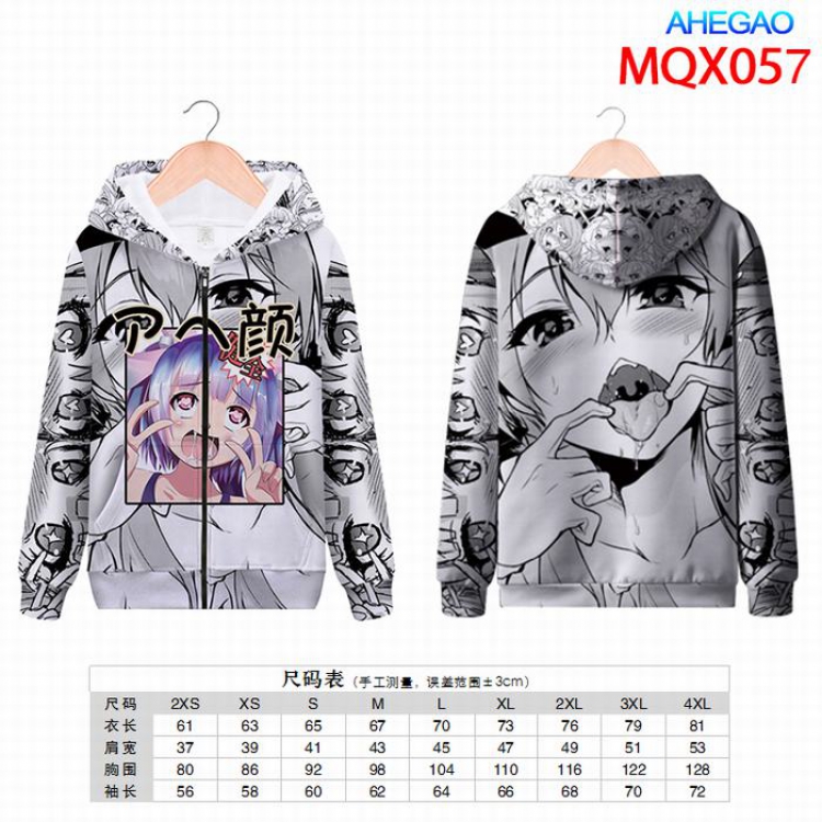 AHEGAO Full color zipper hooded Patch pocket Coat Hoodie 9 sizes from XXS to 4XL MQX057