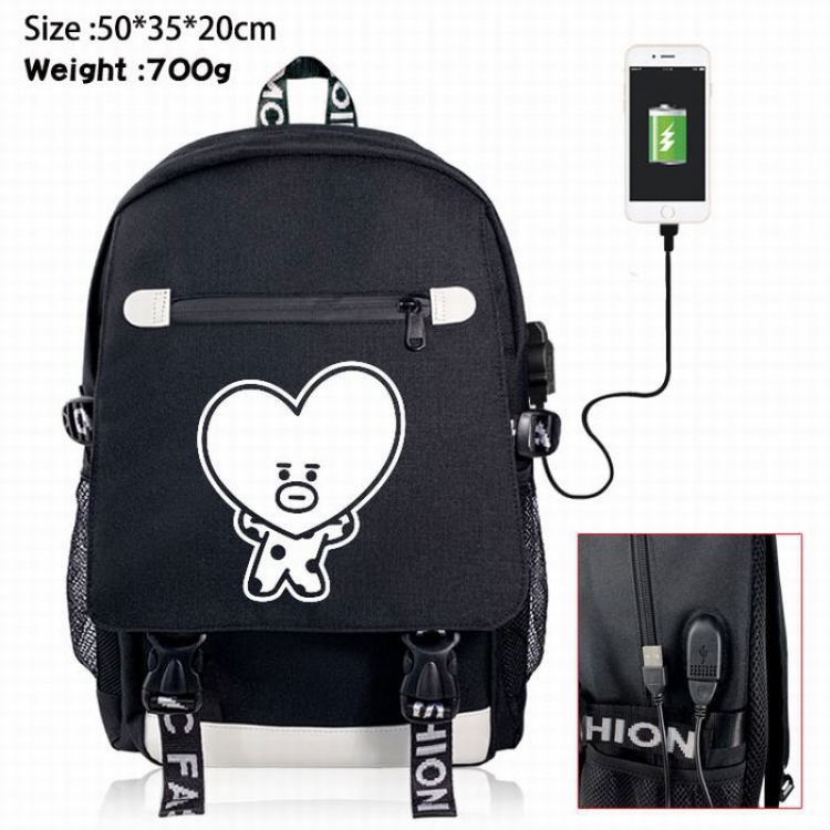 BTS BT21 Canvas Data line Backpack Bag 