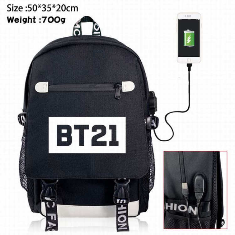 BTS BT21 Canvas Data line Backpack Bag 