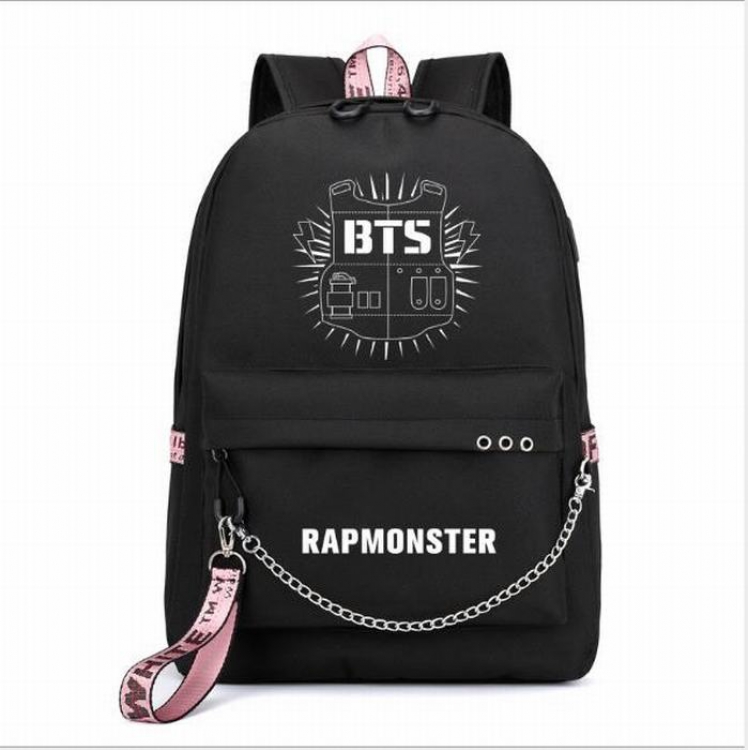 BTS Water repellent Polyester Fabric With USB interface Shoulder bag backpack schoolbag price for 3 pcs