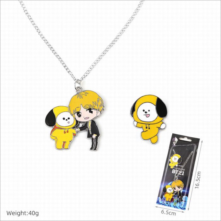 BTS BT21 Necklace Pendant   Brooch Style B