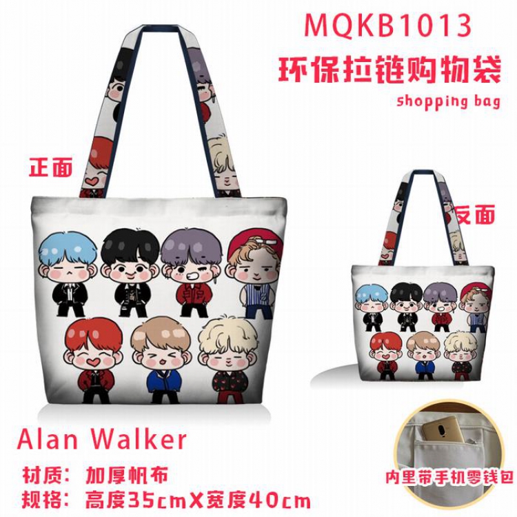 BTS Full color green zipper shopping bag shoulder bag MQKB1013