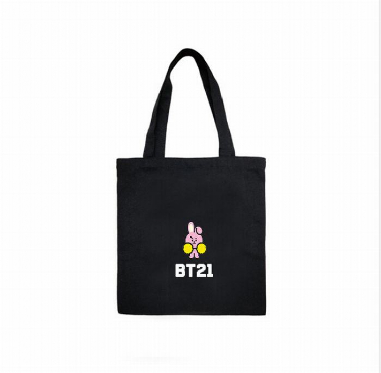 BTS BT21 Black Canvas Shopping bag shoulder bag Satchel 40X12X30CM price for 3 pcs