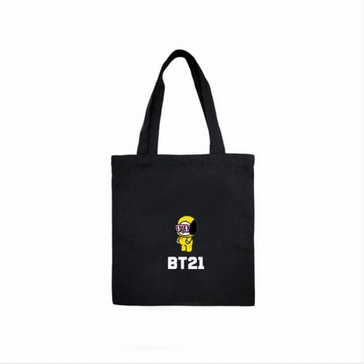 BTS BT21 Black Canvas Shopping bag shoulder bag Satchel 40X12X30CM price for 3 pcs