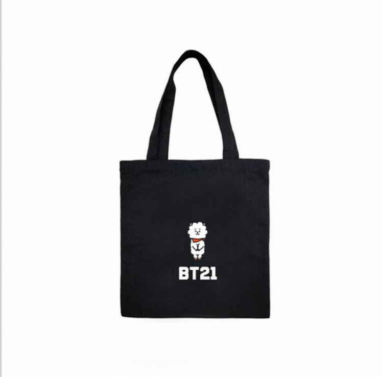 BTS BT21 Black Canvas Shopping bag shoulder bag Satchel 40X12X30CM price for 3 pcs