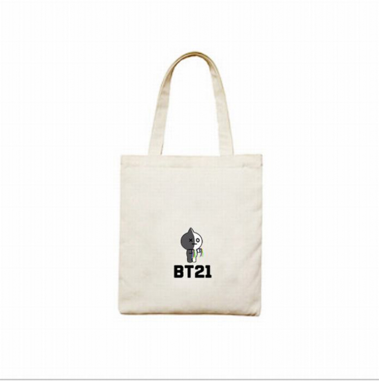 BTS BT21 White Canvas Shopping bag shoulder bag Satchel 40X12X30CM price for 3 pcs